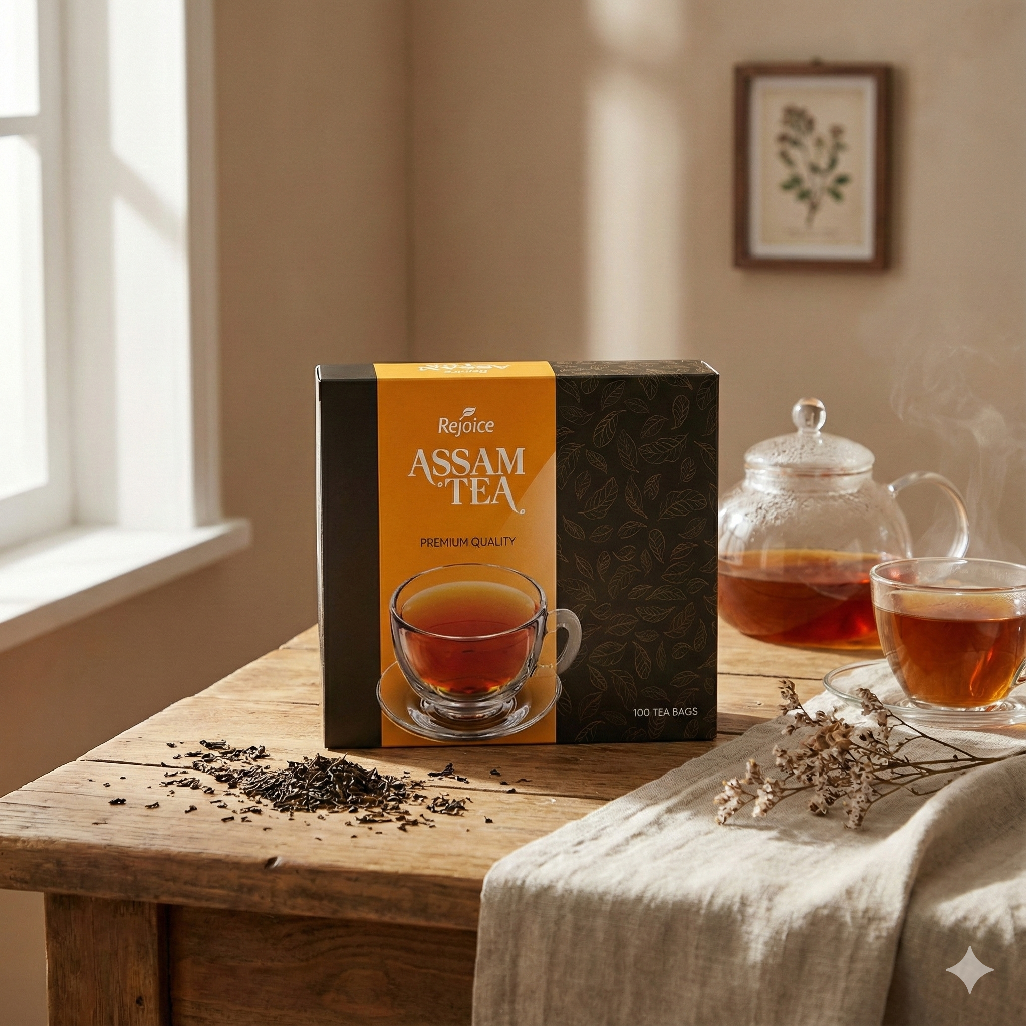 Rejoice Premium Assam Tea Bags – Rich & Robust Black Tea (Pack of 100)