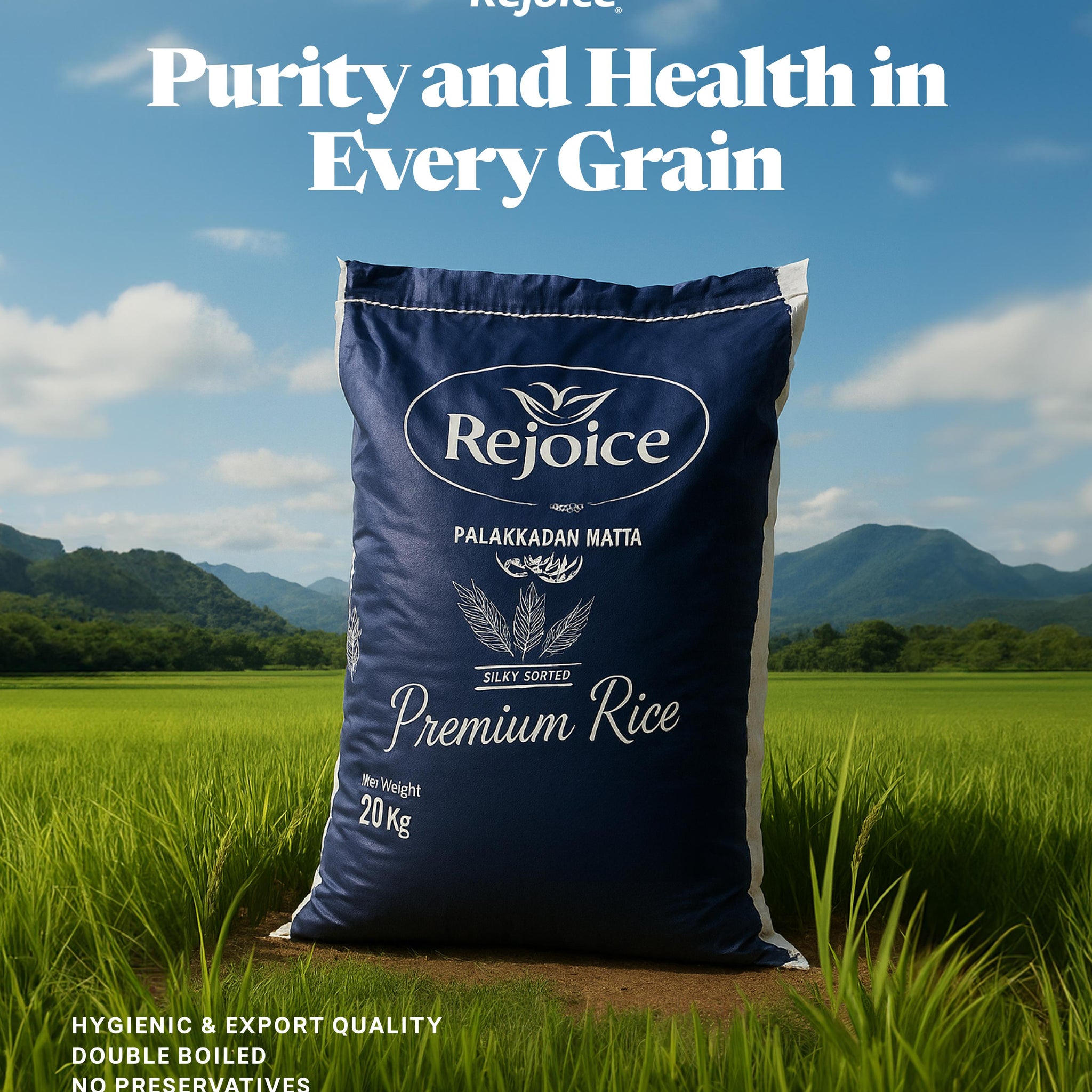 Rejoice Premium Palakkadan Matta Rice (20kg) – Double Boiled & Silky Sorted