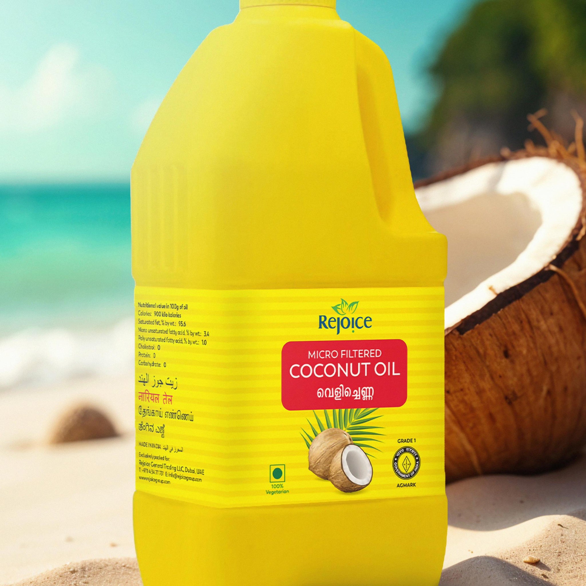 Rejoice Micro Filtered Coconut Oil – 100% Pure & Natural | Ideal for Cooking, Hair & Skin